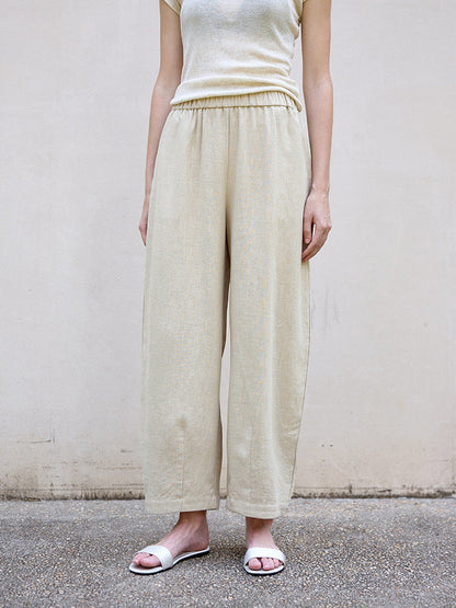 High Waist Tencel Linen Carrot Pants for Women - Elegant Relaxed Fit
