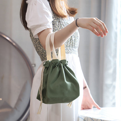 Solid Color Portable Lunch Bag with Drawstring Closure