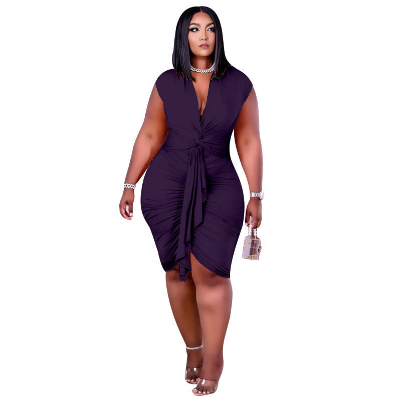 Plus Size Casual Summer Dress With Tie Detail