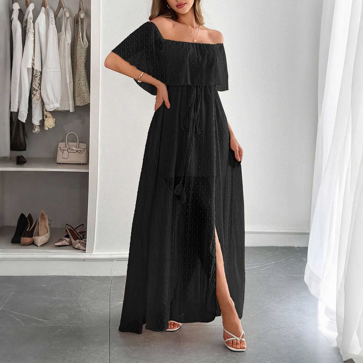 Elegant Strapless A-Line Maxi Dress for Women