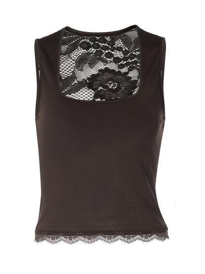 Sexy Slim Fit Lace-Insert Crop Top