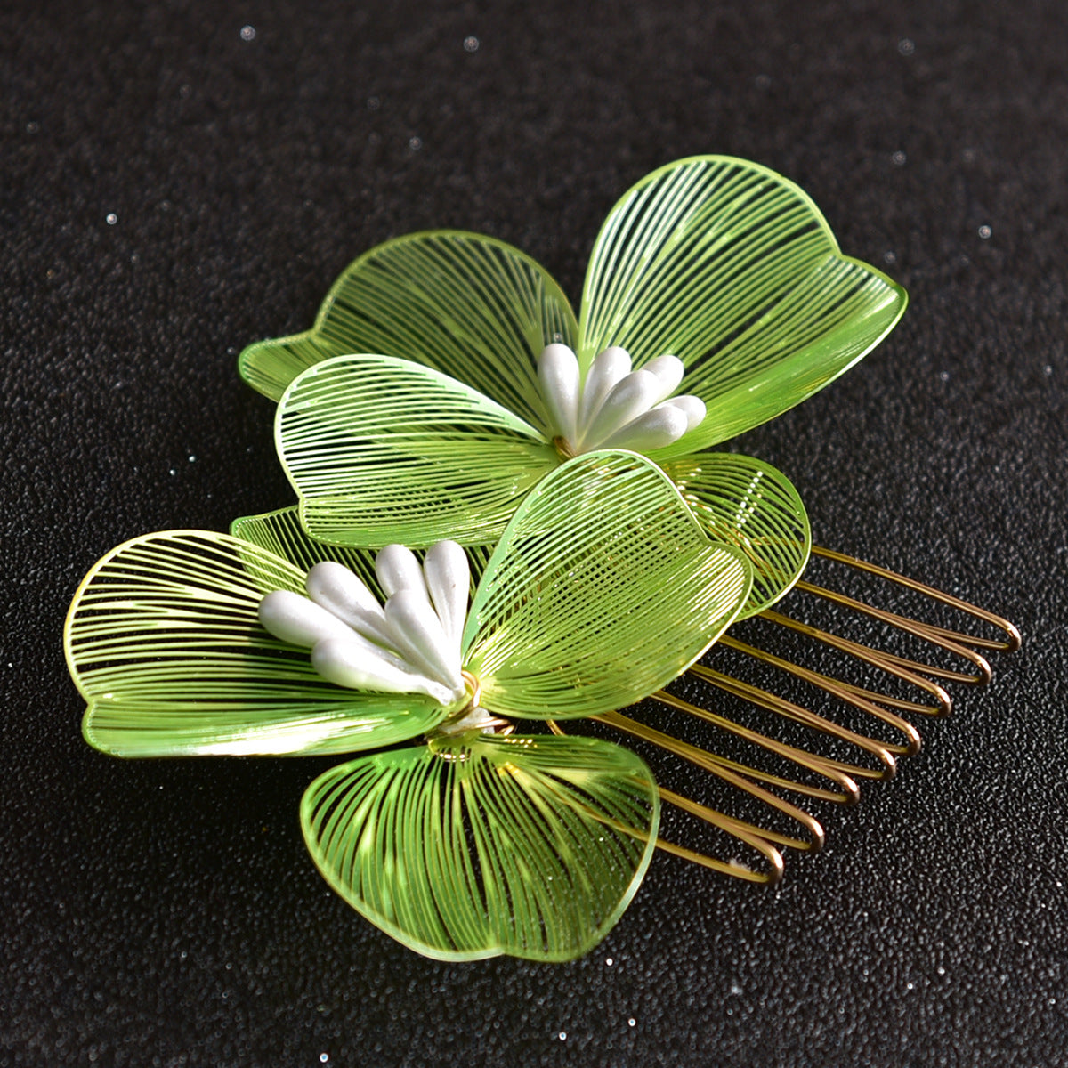 Bridal Hair Accessories Gold Floral Comb Vintage Retro Design
