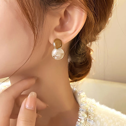 Elegant Khaki Simple Acrylic Earrings