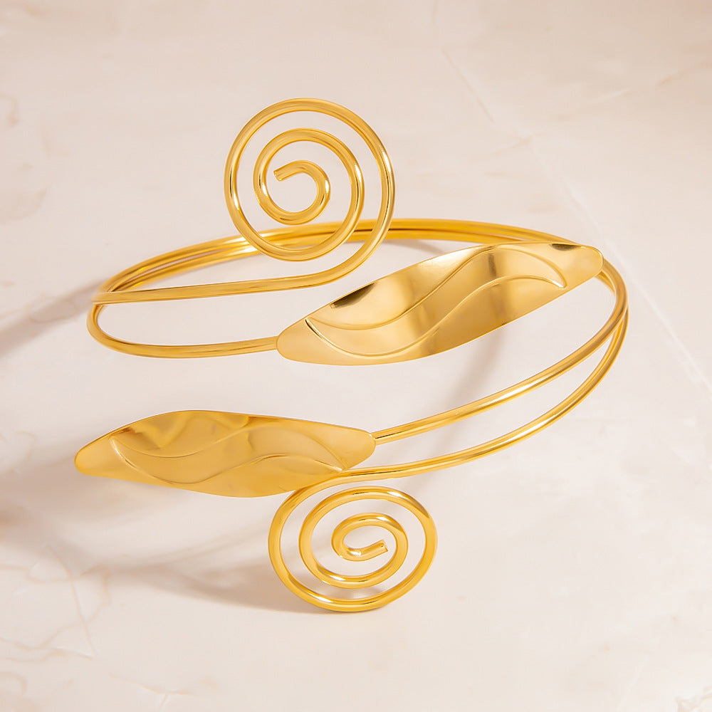Stylish Stainless Steel Bangle Bracelet With 18K Gold Finish