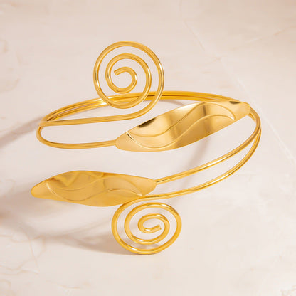 Stylish Stainless Steel Bangle Bracelet With 18K Gold Finish