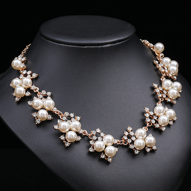 Elegant Pearl Necklace Set for Women - Gold Alloy Bridal Accessories