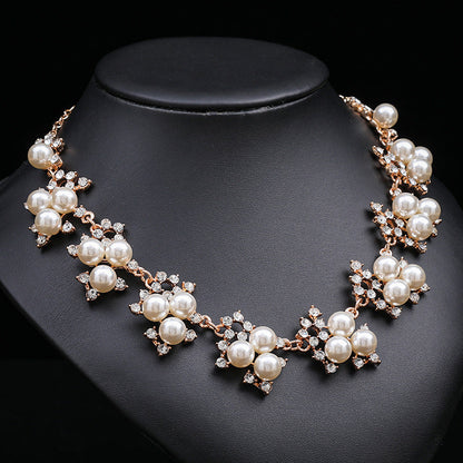Elegant Pearl Necklace Set for Women - Gold Alloy Bridal Accessories