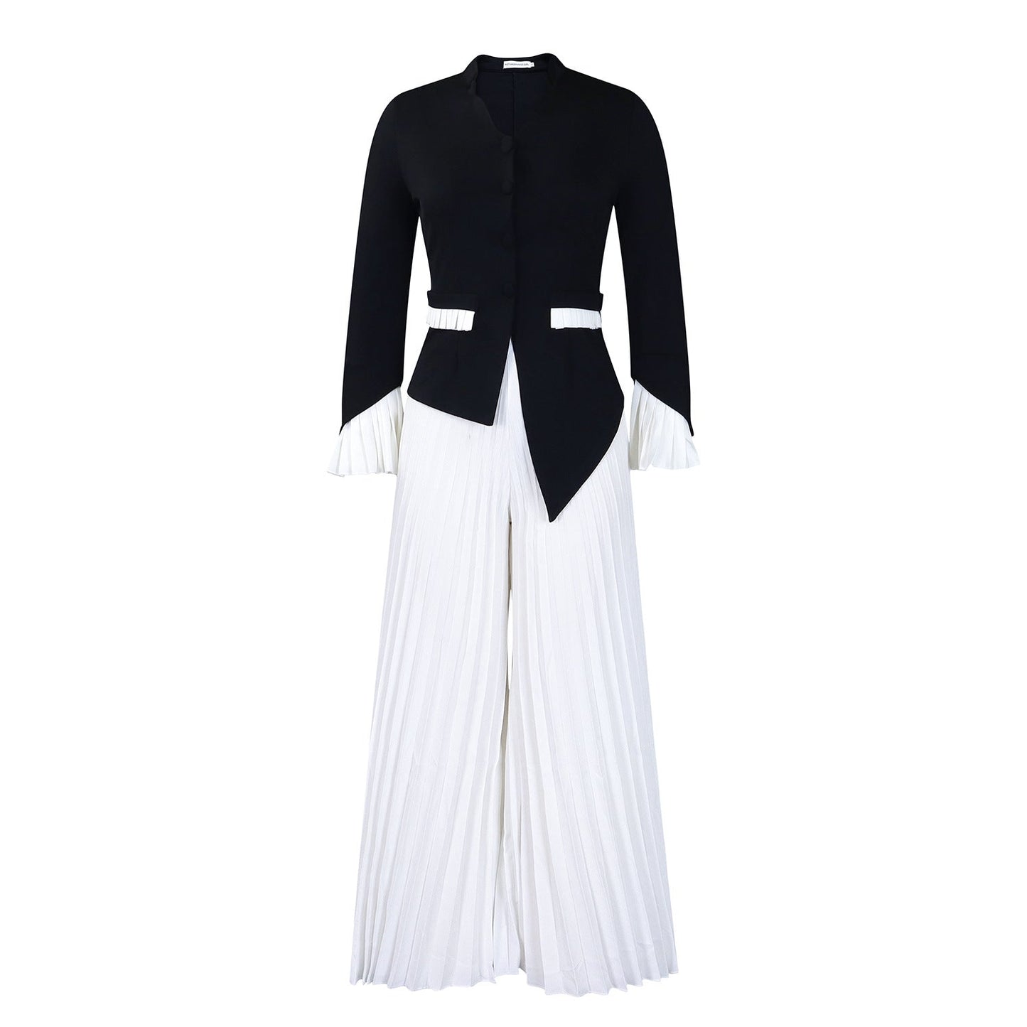 Fashionable Bell Sleeve Top And Wide Leg Pants Set