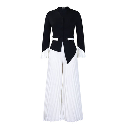 Fashionable Bell Sleeve Top And Wide Leg Pants Set