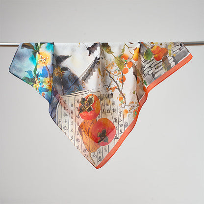 Flower Print Breathable Soft Silk Scarf