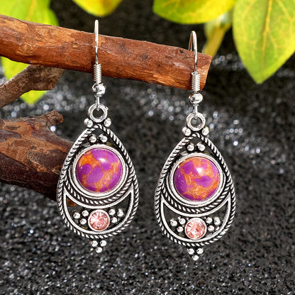 Trendy Ethnic Style Colorful Turquoise Drop Earrings