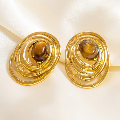 Geometric Drop Earrings Stainless Steel 18K Gold Plated