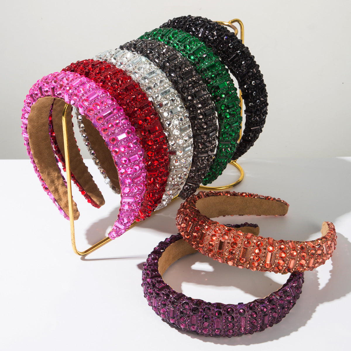 Fashionable Rhinestone Hairband with High Crown Sponge Design