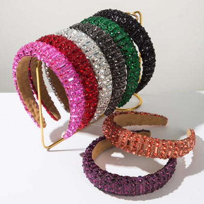 Fashionable Rhinestone Hairband with High Crown Sponge Design