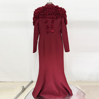 Floral Embellished Maxi Dress With Sweetheart Neckline
