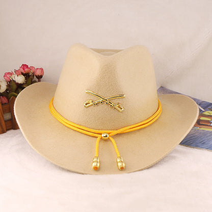 Wool Jazz Fedora Hat with Peanut Chain Stylish Unisex