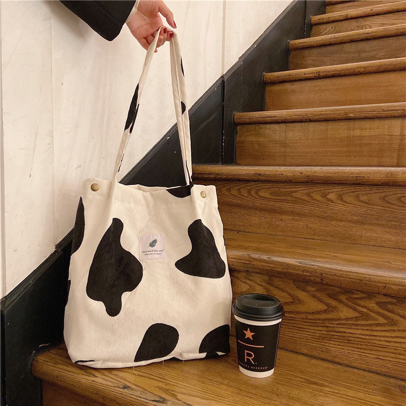 Printed Corduroy Canvas Tote Bag
