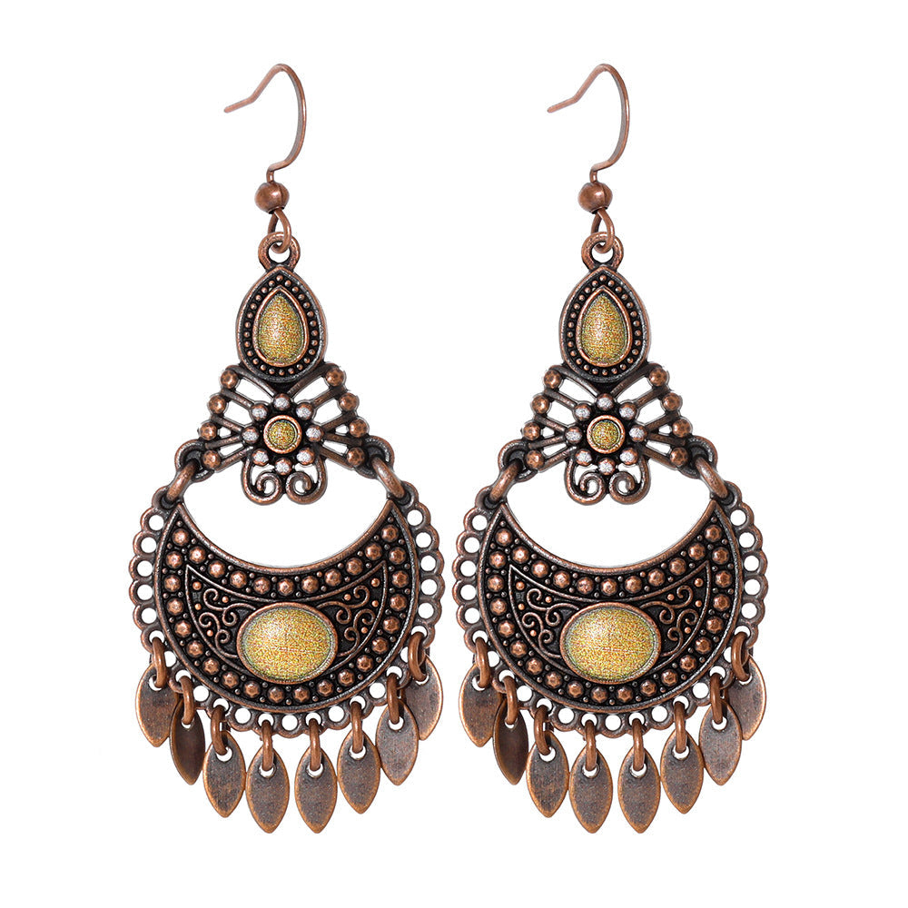 Retro Bohemian Geometric Tassel Earrings Set