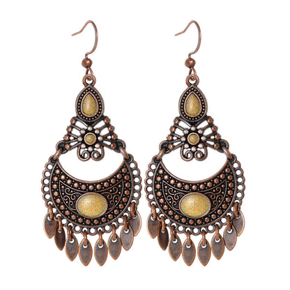 Retro Bohemian Geometric Tassel Earrings Set