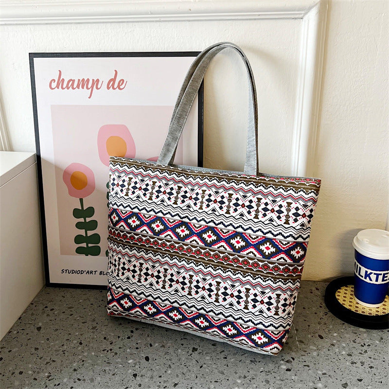 Canvas Tote Bag Vintage Style Printed Shoulder Bag