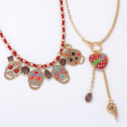 Halloween Layered Metal Ghost Pendant Necklace