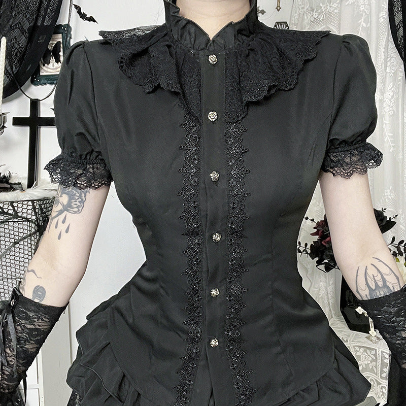 Sexy Lace Panelled Slim Fit Shirt