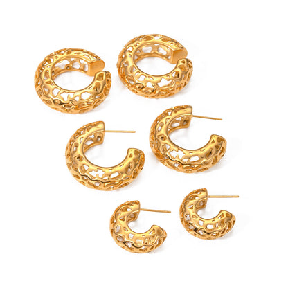 Hollow Out C-Shaped Simple Stud Earrings