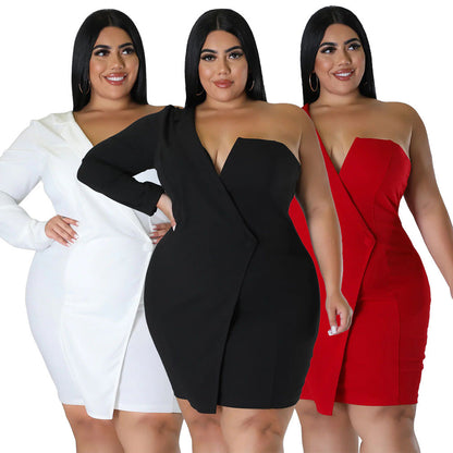 Stylish Sexy Bodycon Dress With Off-Shoulder Long Sleeves