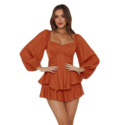 Trendy Women's Jumpsuit With Ruffle Shorts