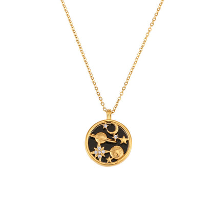 2+ Moon Star Shell Round Pendant Necklaces