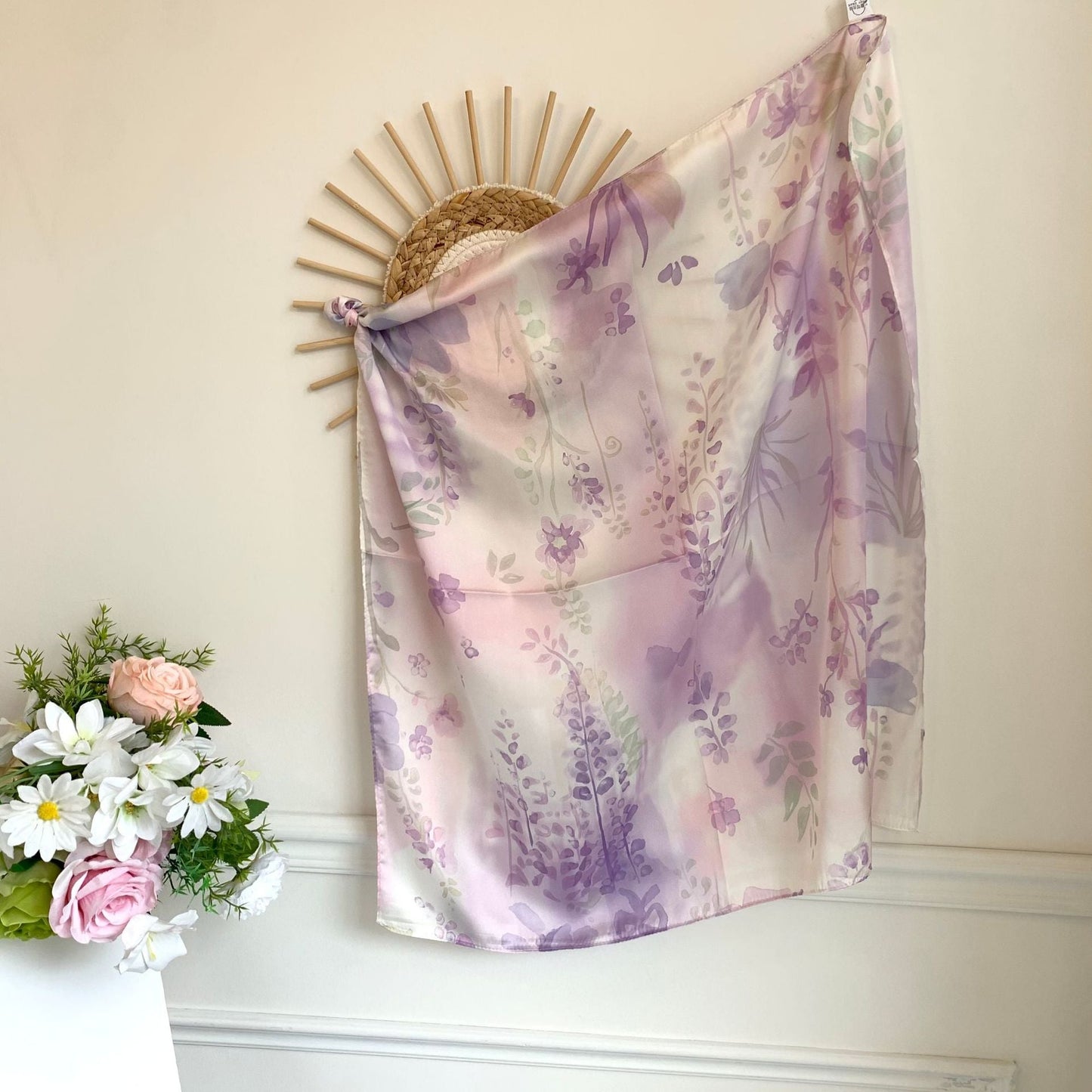 Love Flower Colorful Print Square Scarf