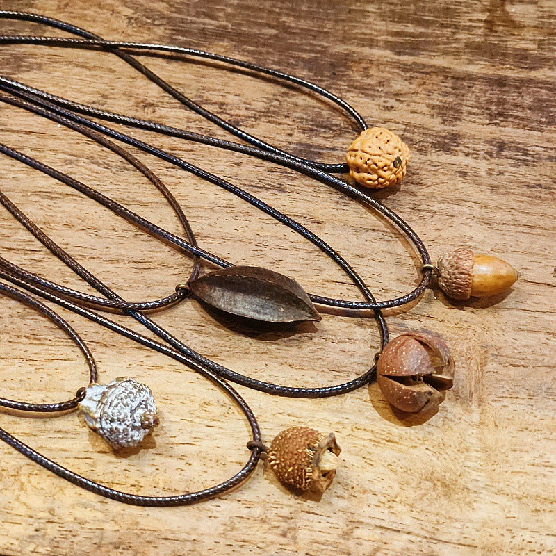 Creative Acorn Pendant Necklace Retro Style Accessories