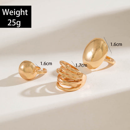 Geometric Metal Lava Line Open Ring Set - 4 Pieces