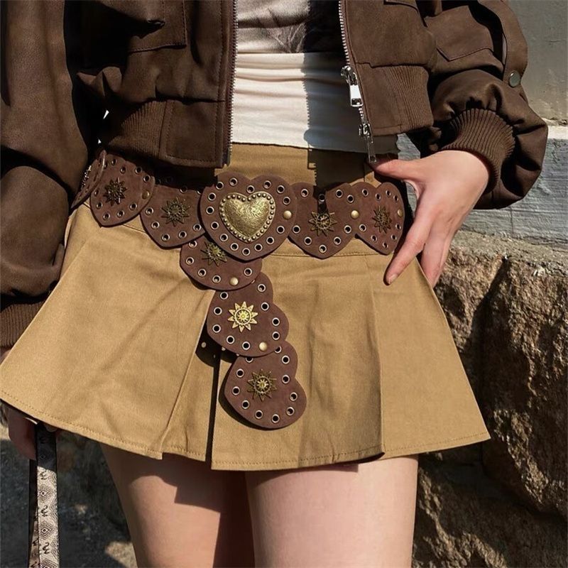 Vintage Patchwork Punk Stud Wide Belt