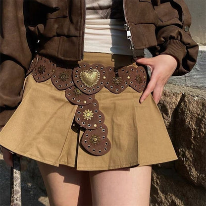 Vintage Patchwork Punk Stud Wide Belt