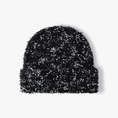 Spliced Color Knit Hat Padded Plushed Beanie