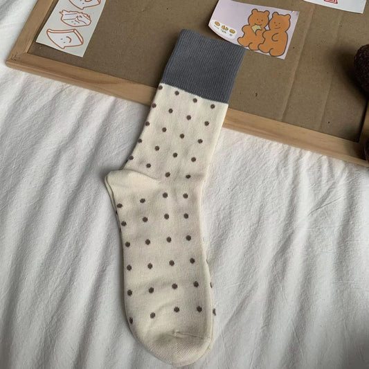 Rufia - Polka Dot Mid-Calf Socks for Autumn-Winter