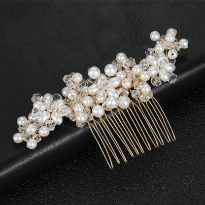 Bridal Wedding Hair Accessories Handcrafted Pearl Crystal Hair Comb