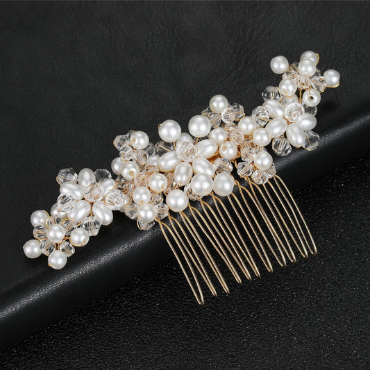 Bridal Wedding Hair Accessories Handcrafted Pearl Crystal Hair Comb
