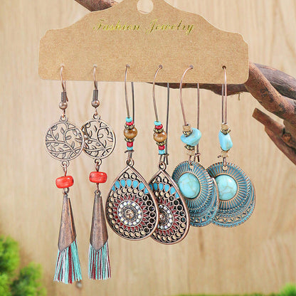 Bohemian Hollow Fringe Earrings Stylish Fishbone Design