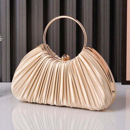 Chic Pleated Peach Evening Bag for Elegant Occasions