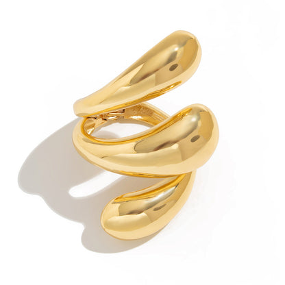 Exaggerated Spiral Water Drop Open Cuff Bracelet Set