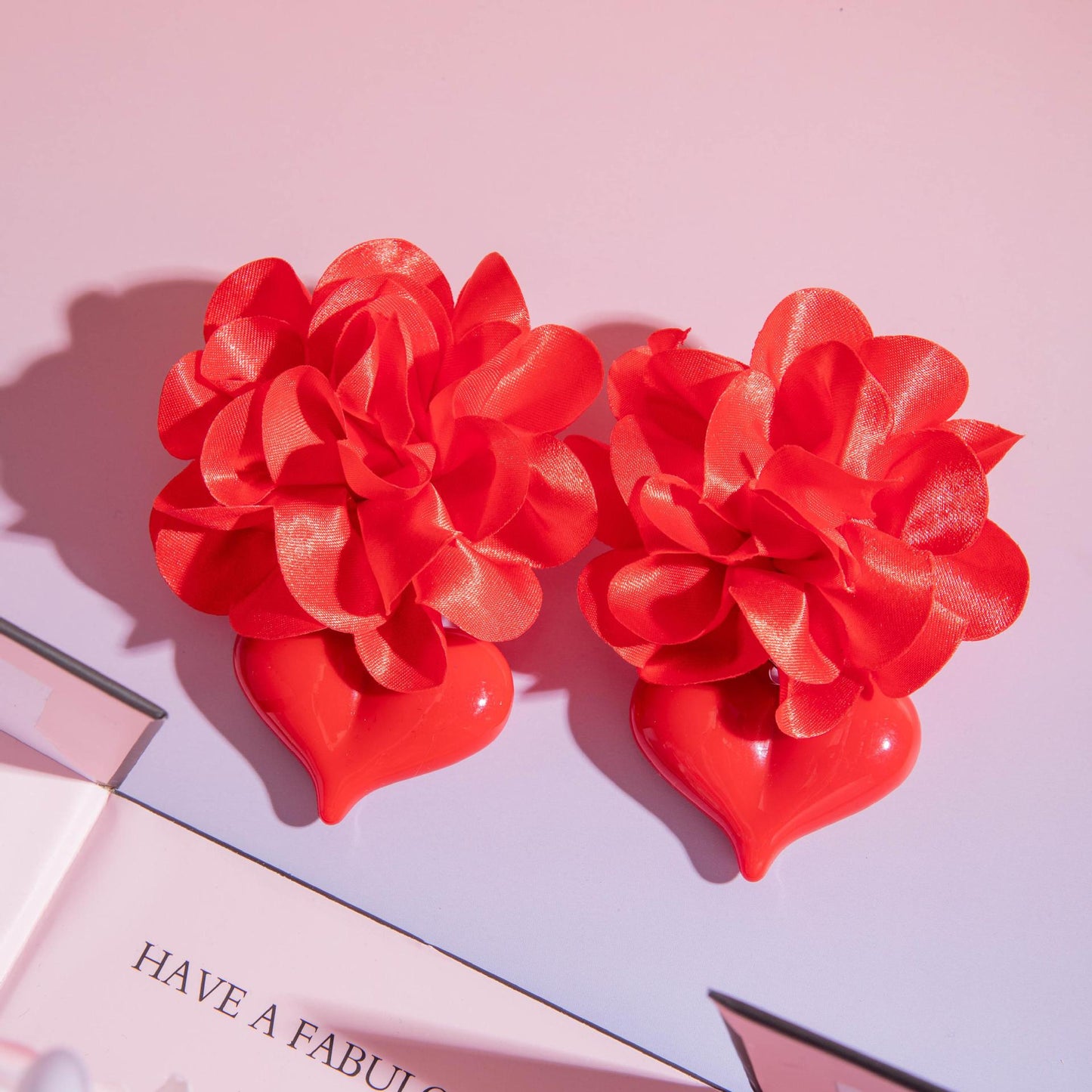 Vintage Minimalist Bow Heart Earrings Acrylic Valentine Jewelry