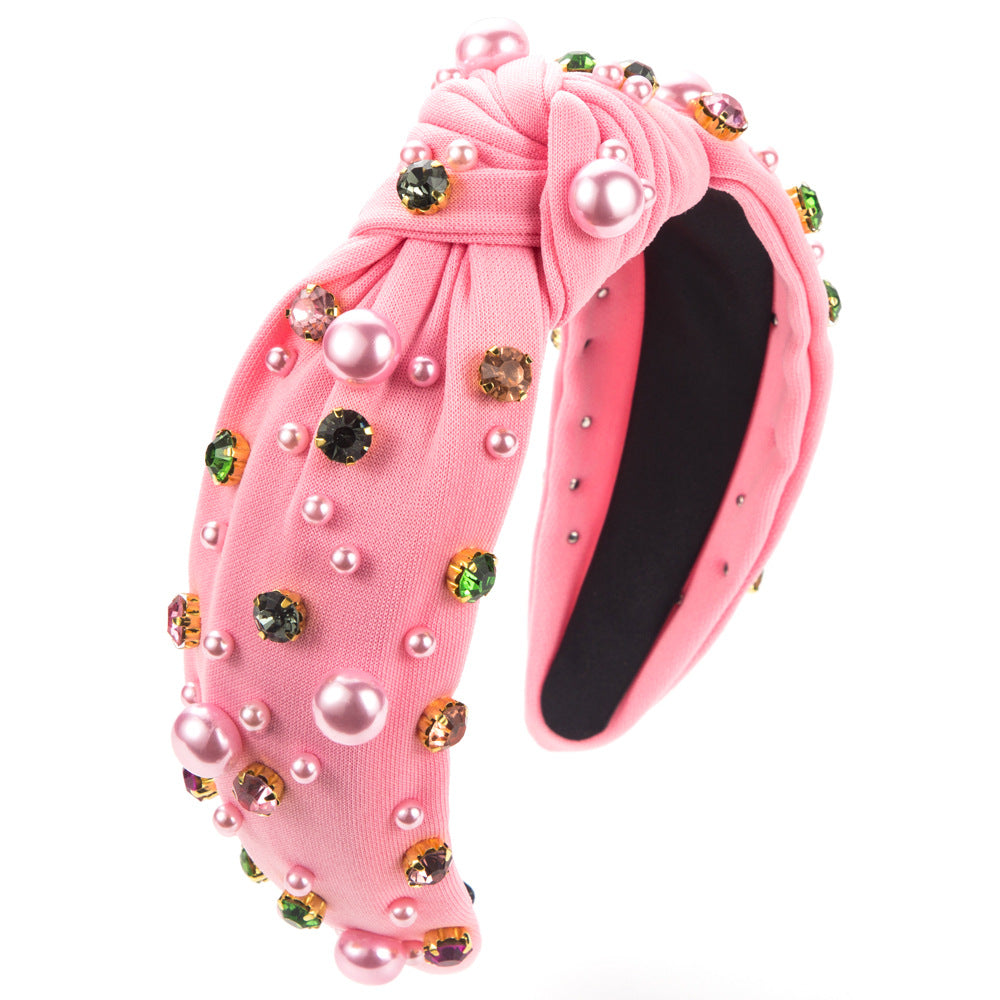Bean Pearl Headband with Knot Elegant Pearl Hair Accessories