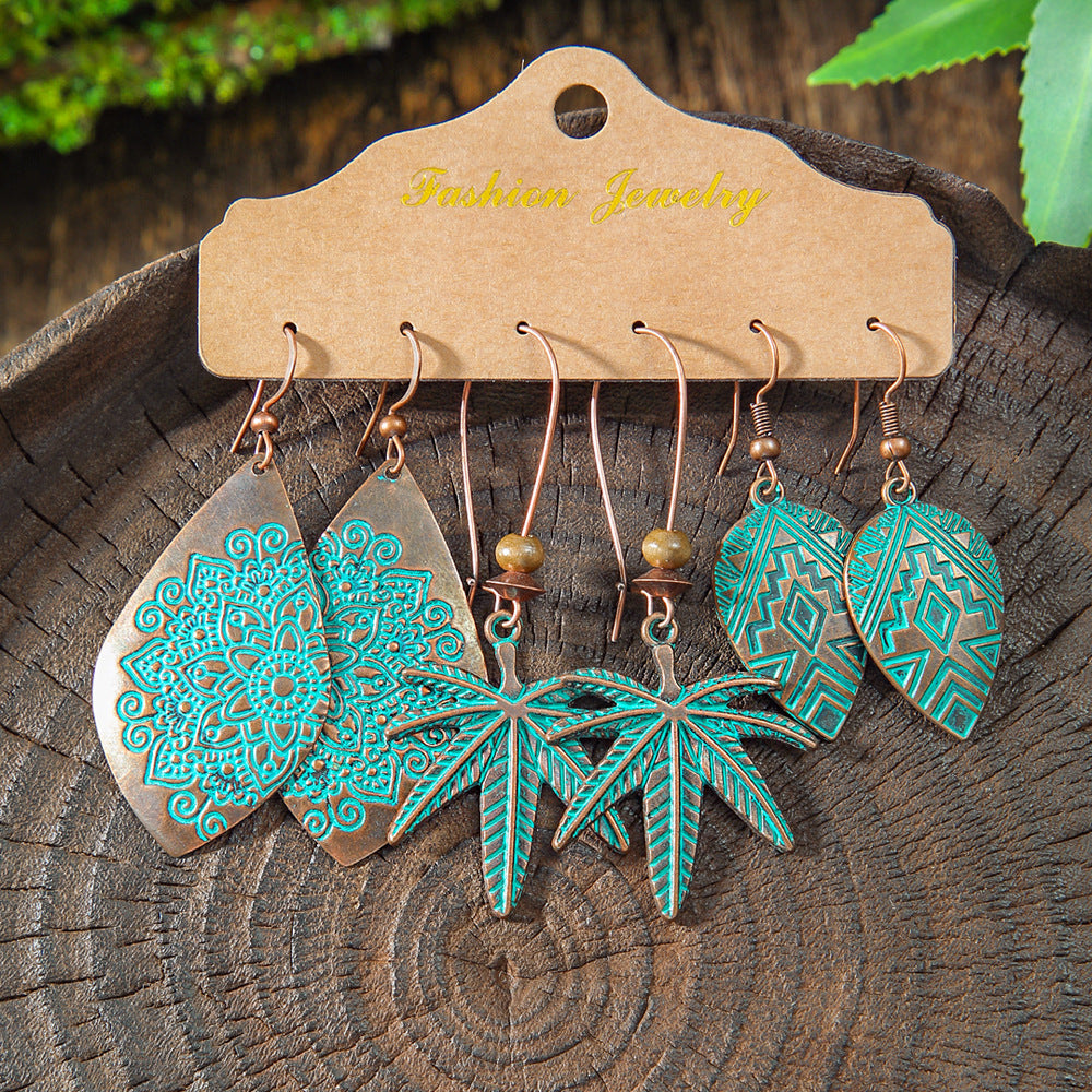 Vintage Geometric Hollow Earrings Alloy Holiday Style