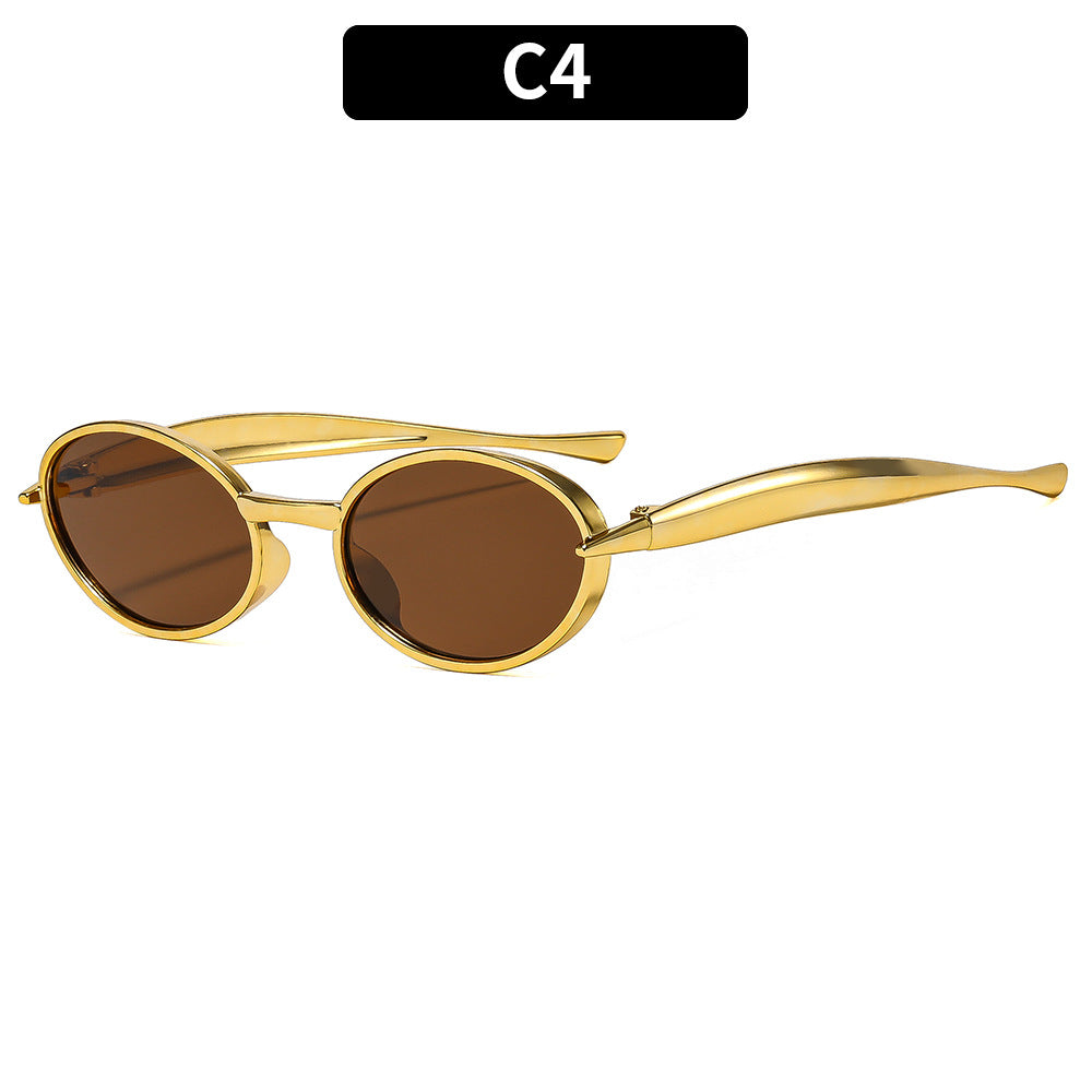 Trendy Oval Frame Sunglasses UV400 Protection for Outdoor Activities