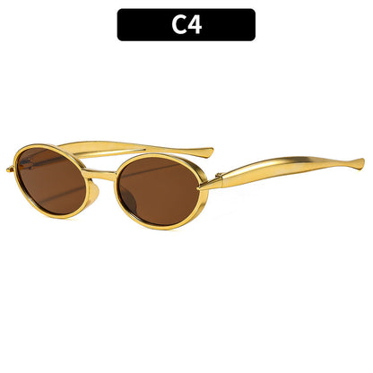 Trendy Oval Frame Sunglasses UV400 Protection for Outdoor Activities