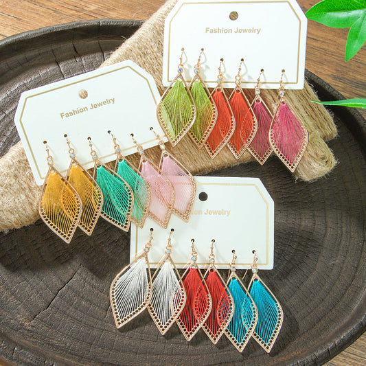 Geometric Alloy Earrings With Tassels Elegant Vintage Style