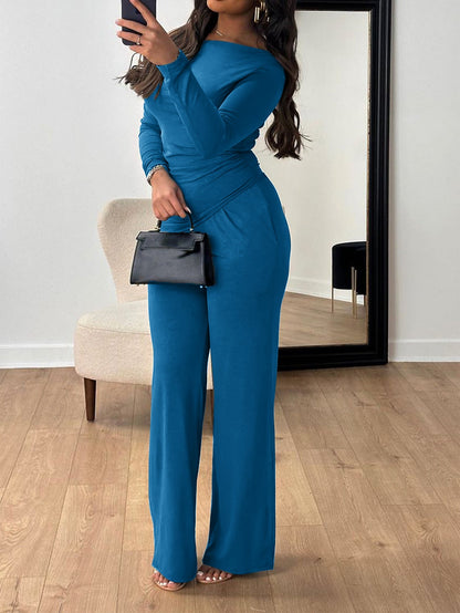 Elegant Long Sleeve T-Shirt and Pants Set for Women