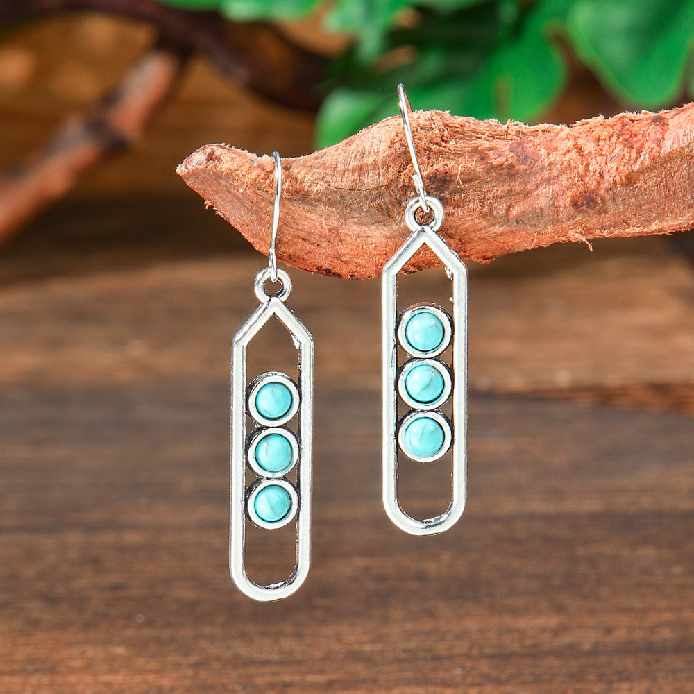 Bohemian Turquoise Earrings Set with Tassels